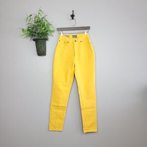 Vintage Express 90s Mom Tapered Leg Relaxed High Rise Jeans Bright Yellow 0 2